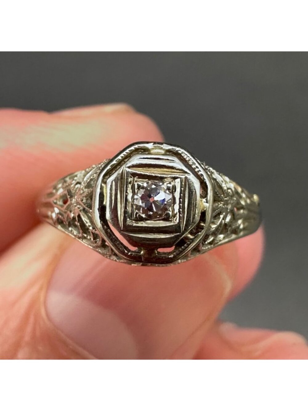 Antique Art Deco Sterling Silver Diamond Ring Small Child Jewelry Size 3.25 READ - Picture 6 of 9
